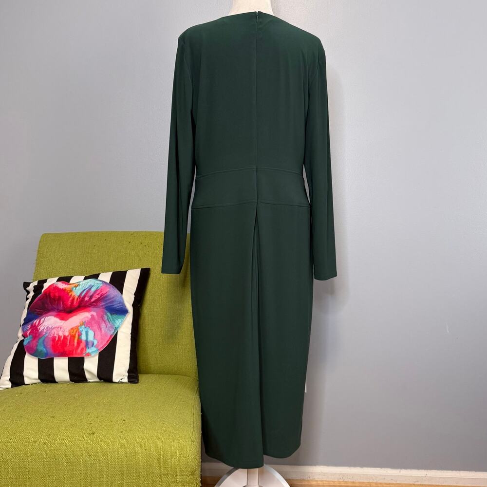 Ralph Lauren Green Jersey Long Sleeve Midi Faux Wrap Dress 12 - Picture 6 of 6